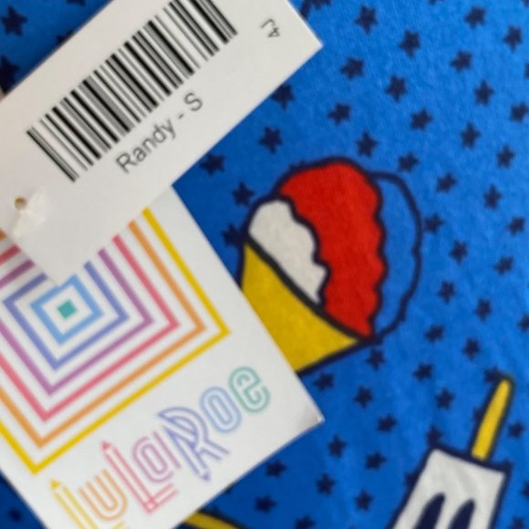 Lularoe Randy Print Shirt Top Women's Small Short Sleeve Popsicle Blue NEW - Picture 8 of 12